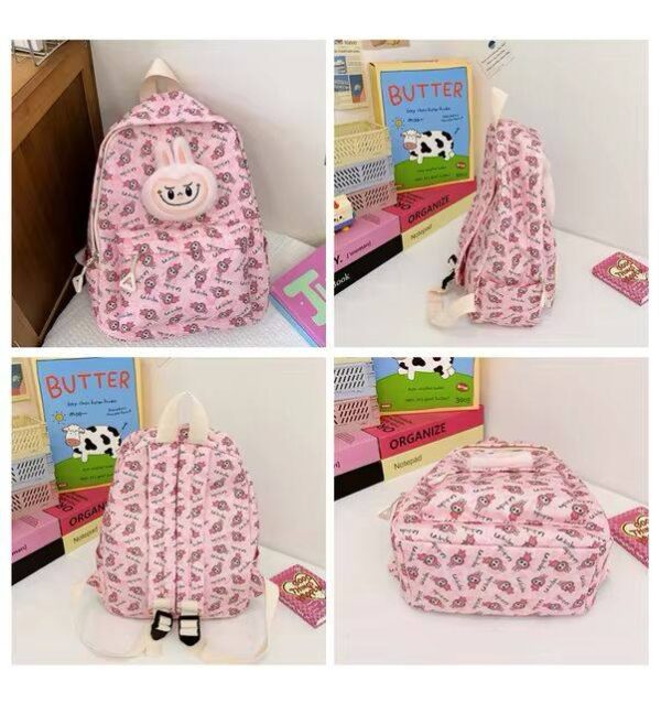 Mochila Escolar Con Peluche Labubu (Se Envio SURTIDO) - Imagen 3